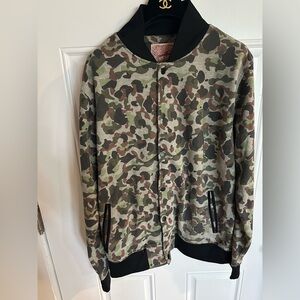 Camouflage button sweater large.